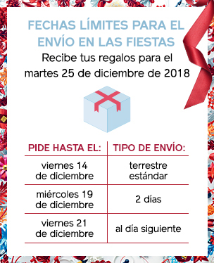 Fechas límites para el envío en las fiestas. Recibe tus regalos para el martes 25 de diciembre de 2018